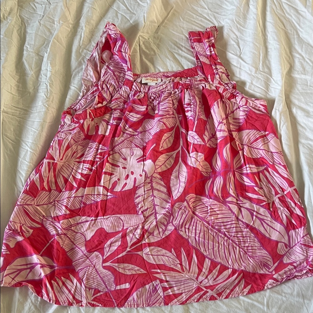 Cat & Jack Pink and Purple Leaf Print Top